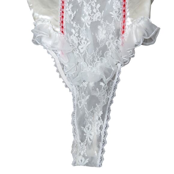 Vintage Frederick's of Hollywood White Sexy Corset Lace Lingerie Coquette Large - Picture 4 of 6